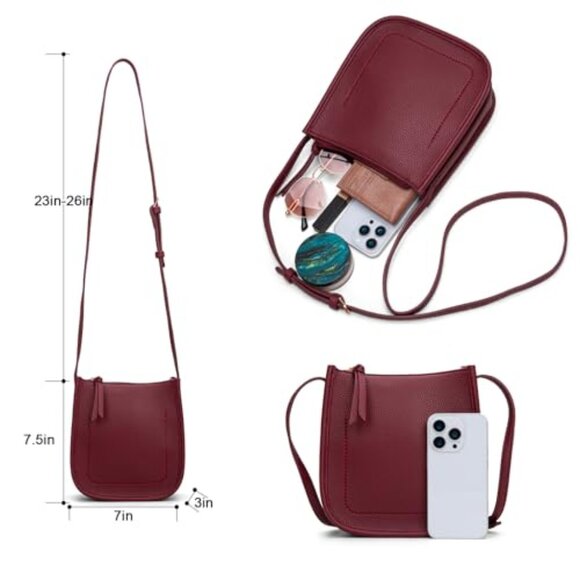 Vegan Leather Crossbody Bag with Adjustable Strap & Multiple Pockets - Picture 5 of 7
